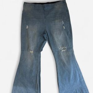 No Boundaries Blue Distressed Wide-Leg Jeans